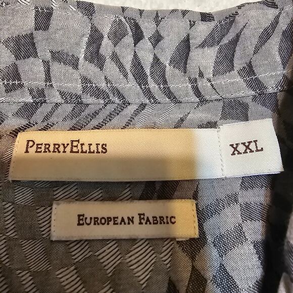 Perry Ellis Men’s XXL Long Sleeve Shirt Gray Geometric Abstract 100% Cotton - Picture 4 of 11